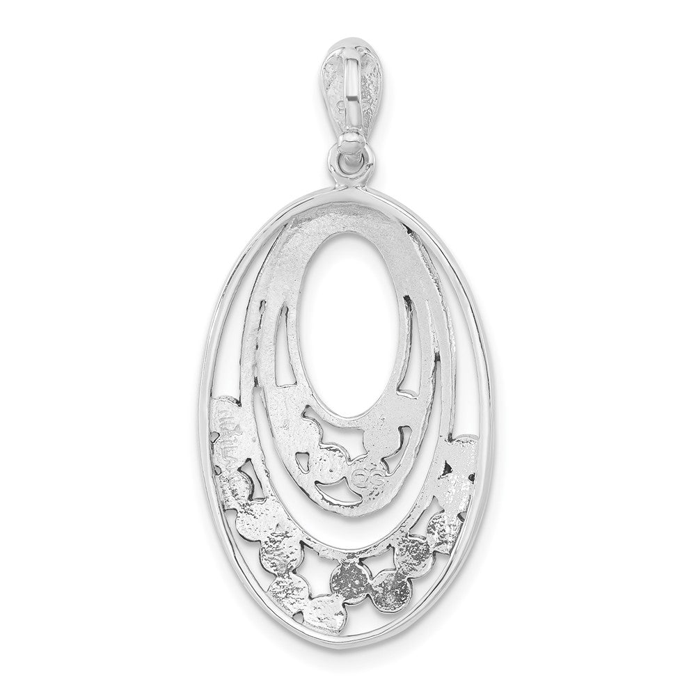 Sterling Silver Polished & Antiqued Marcasite Oval Pendant