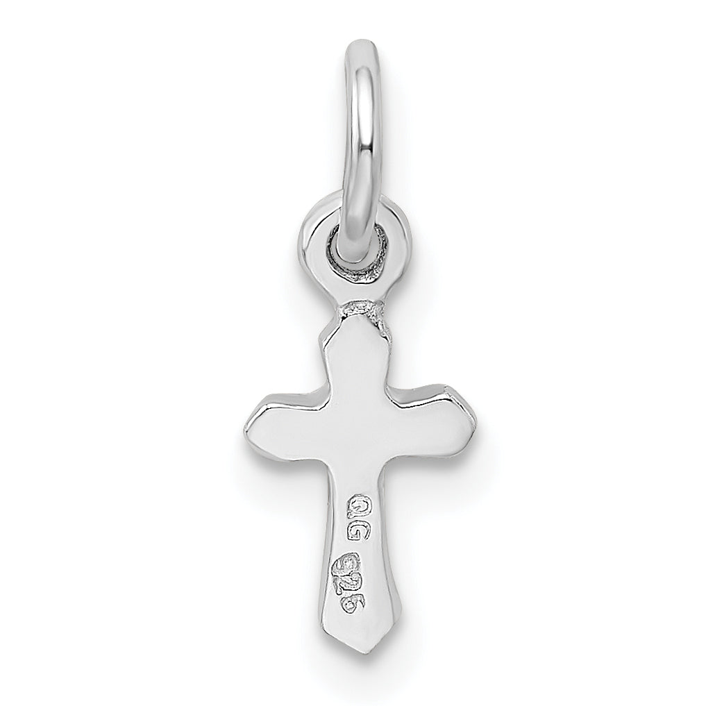 Sterling Silver RH Plated Child's Preciosca Crystal Feb Cross Pendant QP4033FEB