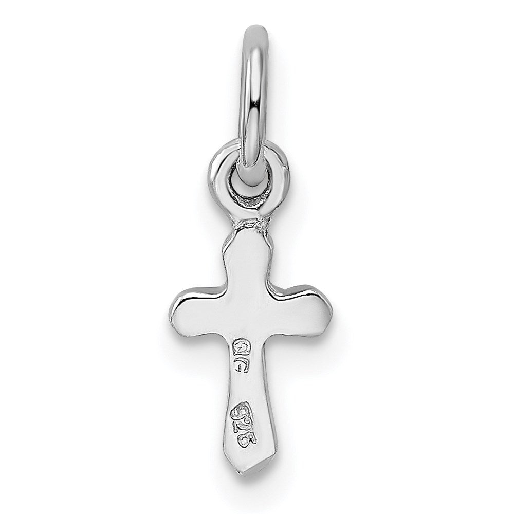 Sterling Silver RH-pltd Child's Mar Lt Blue Preciosca Crystal Cross Pendan