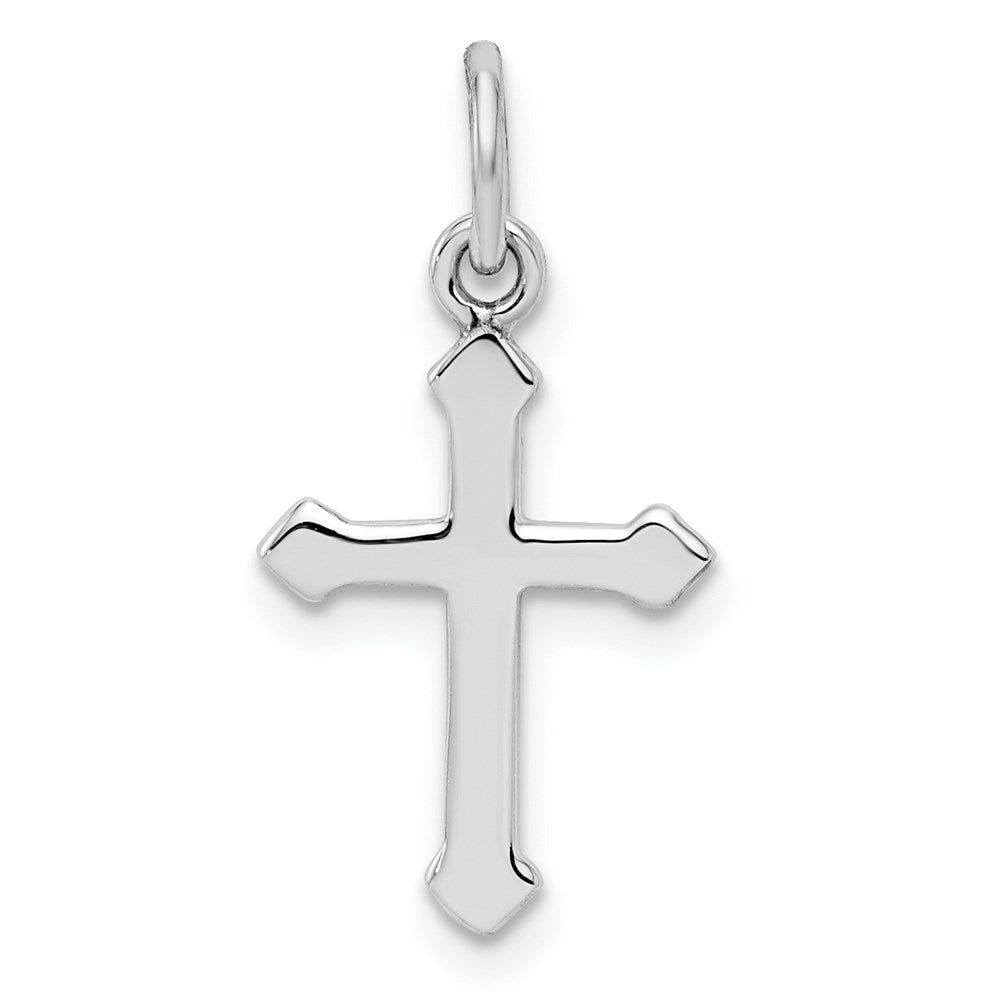 Sterling Silver RH Plated Child's Polished Cross Pendant