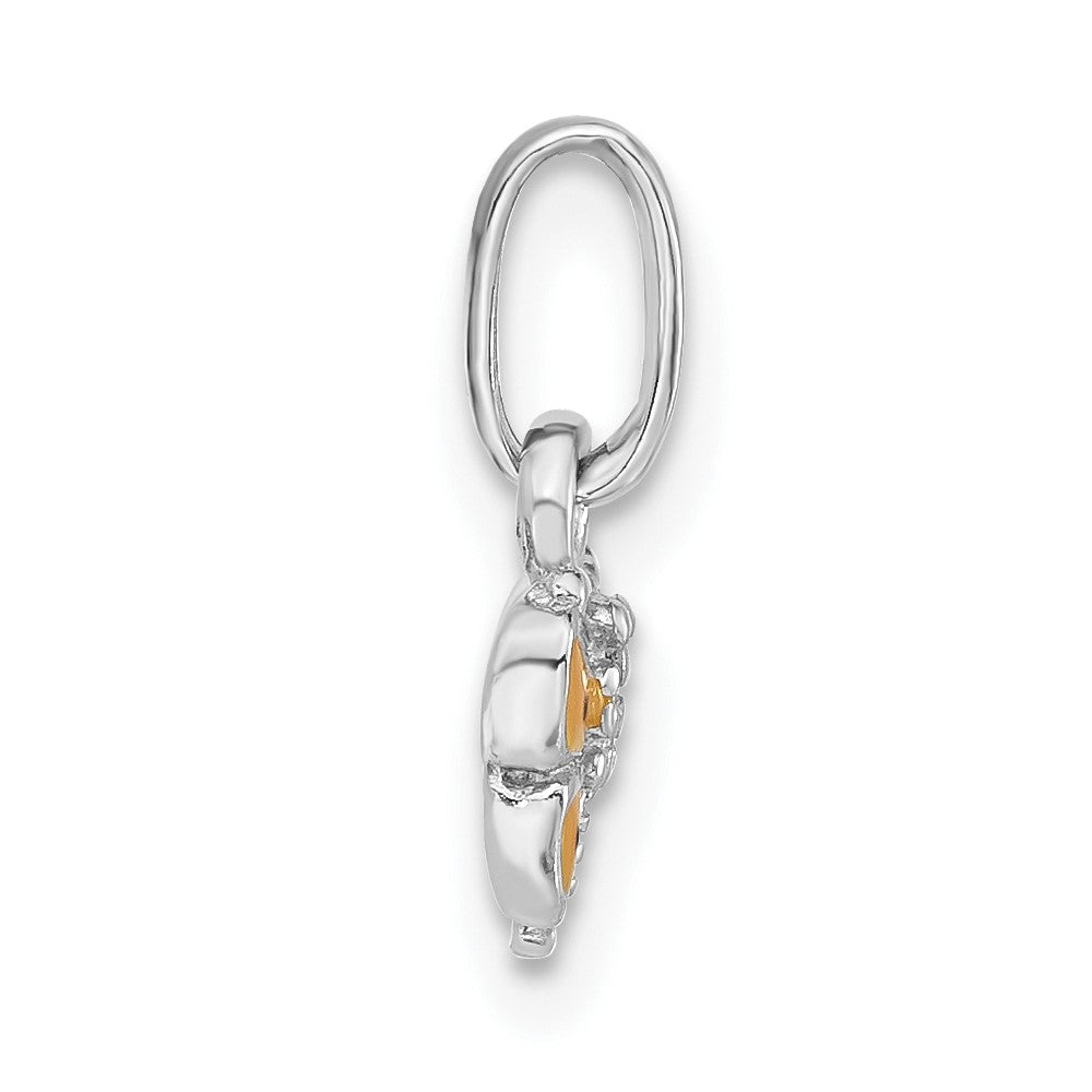 Sterling Silver Child's Rhodium-Plated Yellow Enamel Butterfly Pendant