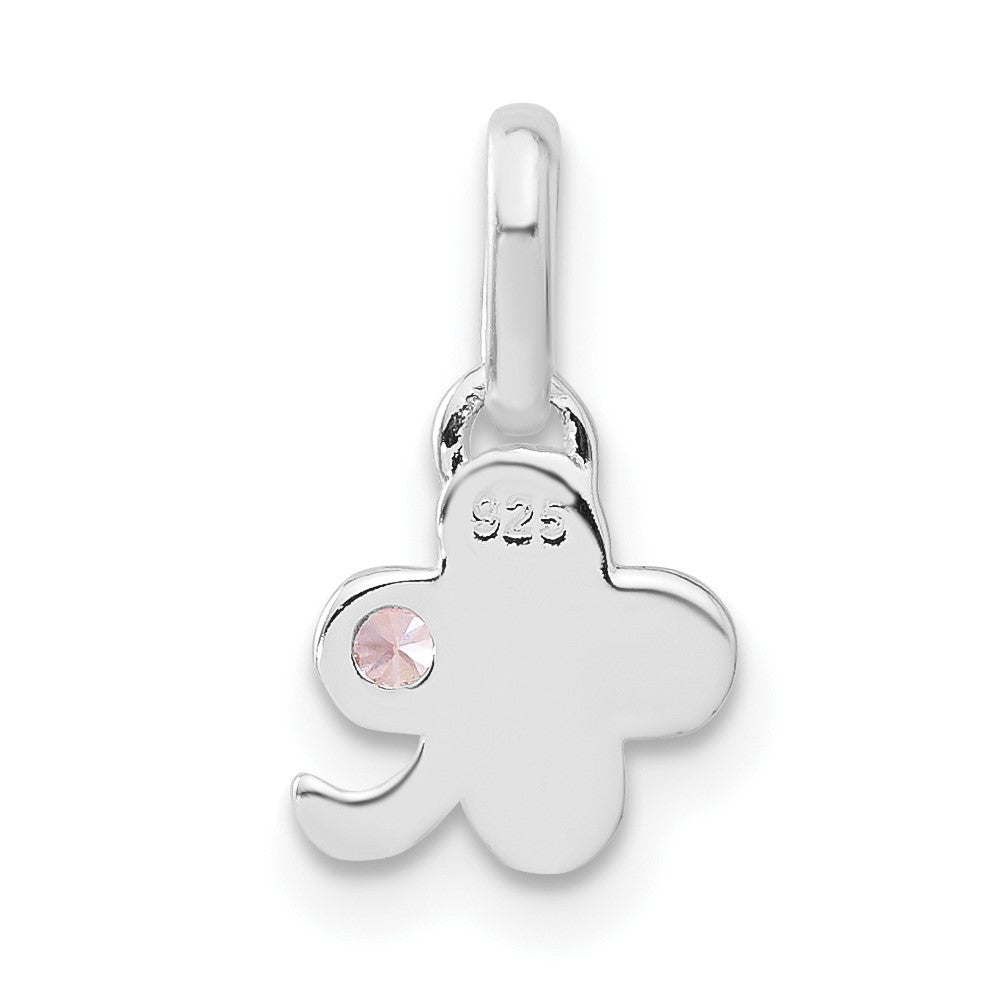 Sterling Silver Pink CZ Clover Kid's Pendant