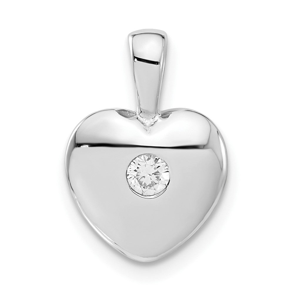 Sterling Silver Polished CZ Heart Pendant