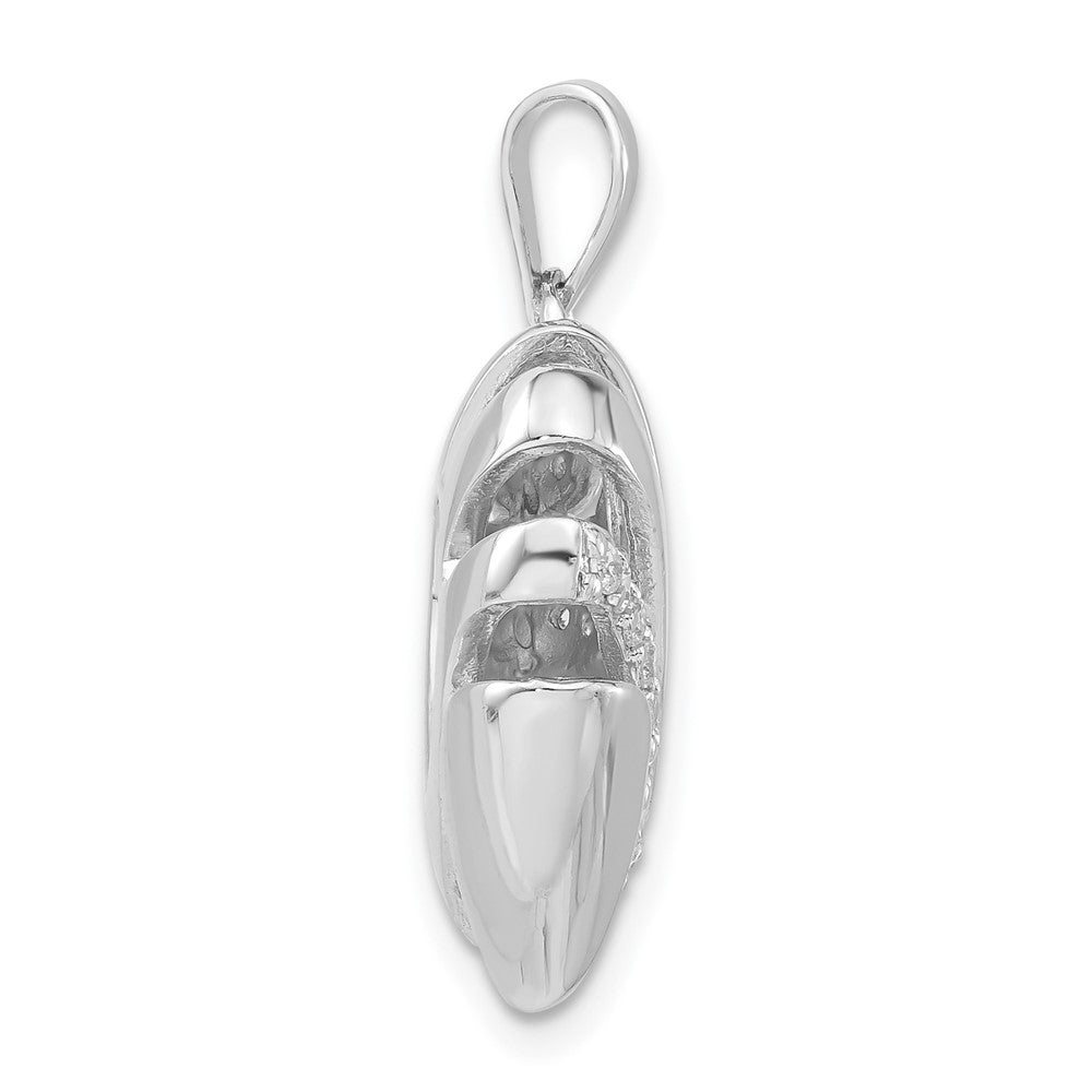 Sterling Silver Polished CZ Cut-out Hollow Heart Pendant