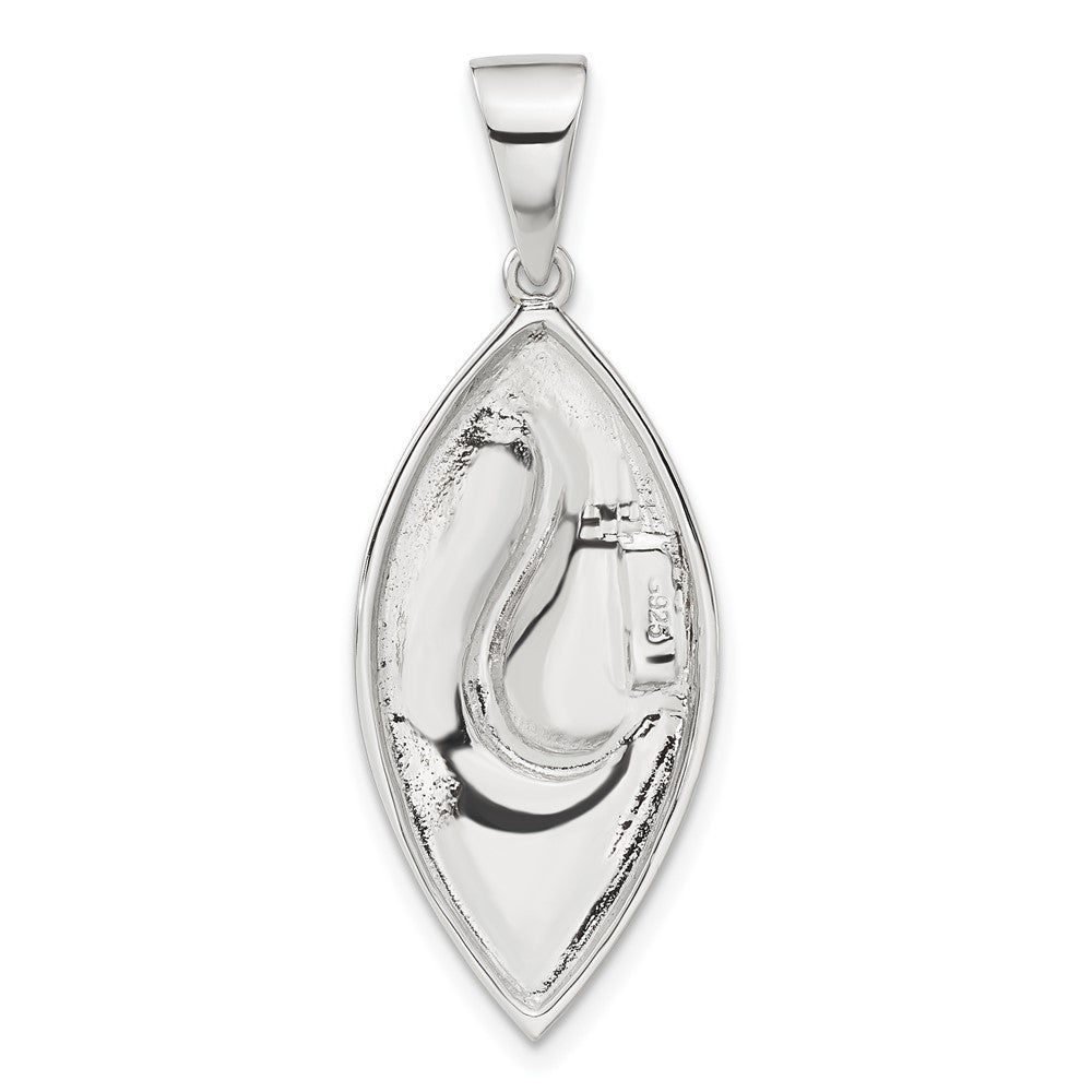 Sterling Silver Rhodium-plated Polished & Satin Fancy Pendant