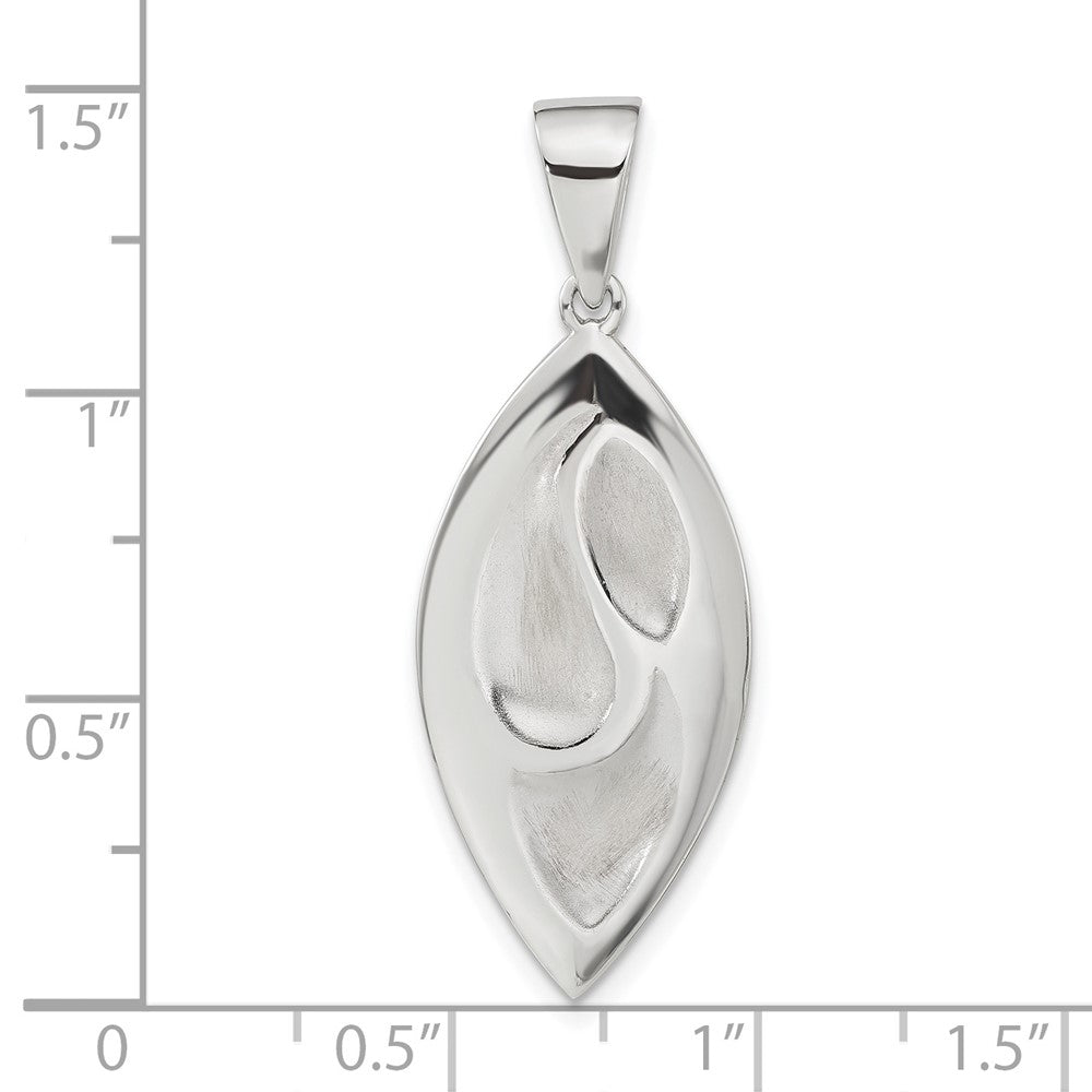 Sterling Silver Rhodium-plated Polished & Satin Fancy Pendant