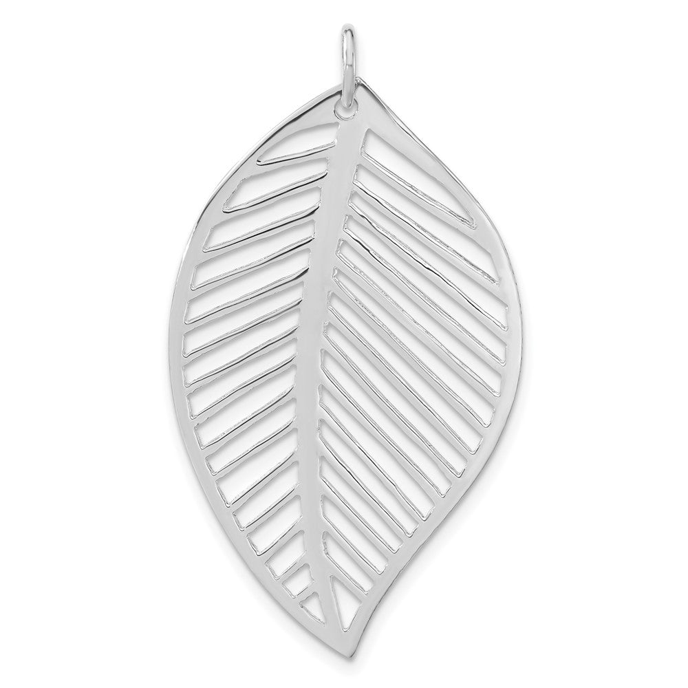 Sterling Silver Polished Cutout Leaf Pendant