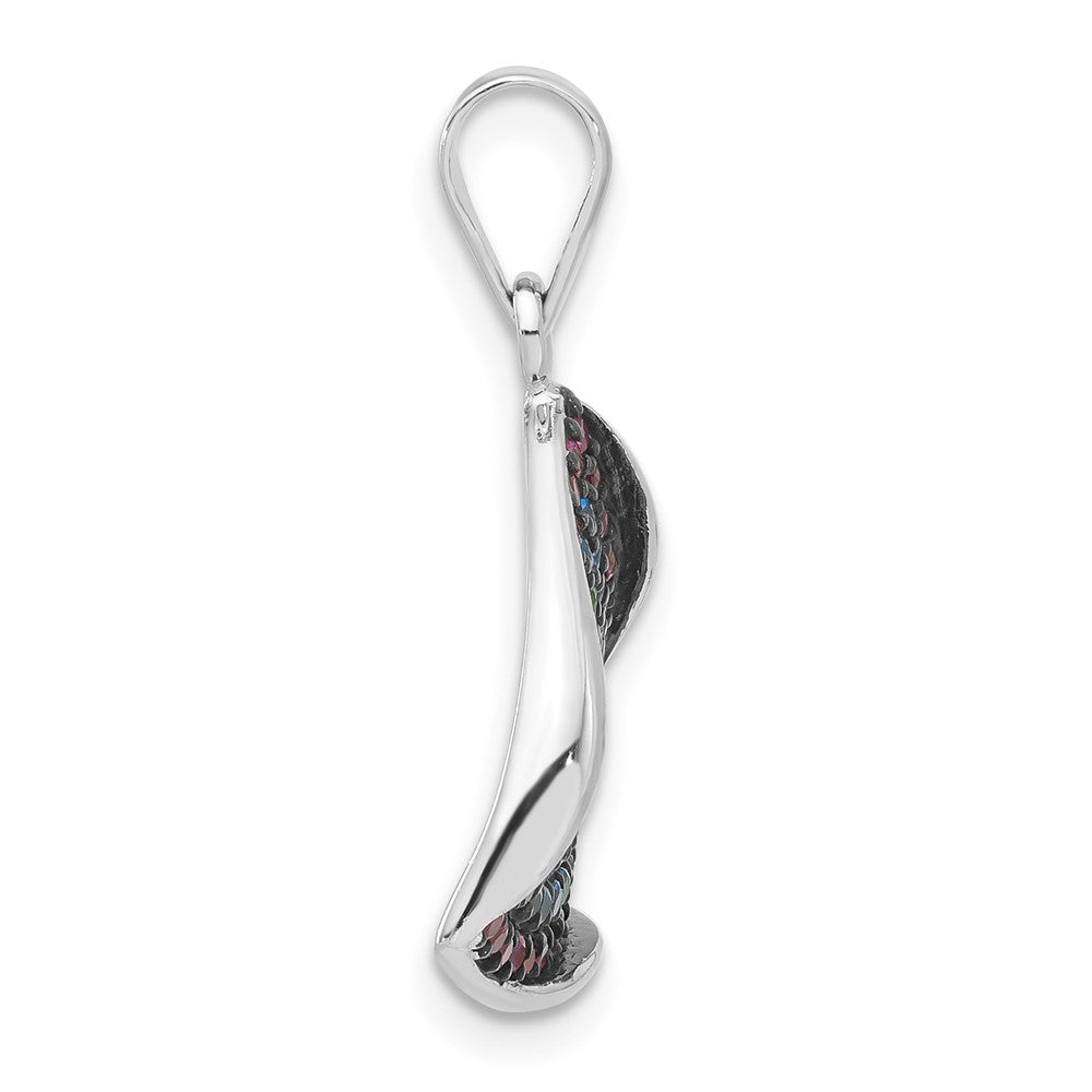 Sterling Silver & Black Rhodium Polished Syn. Stones & CZ Triangle Pendant