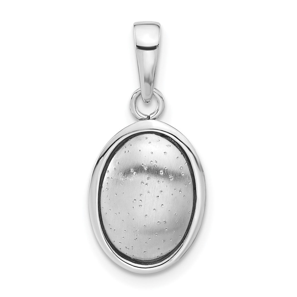 Sterling Silver Polished and Textured Oval Pendant