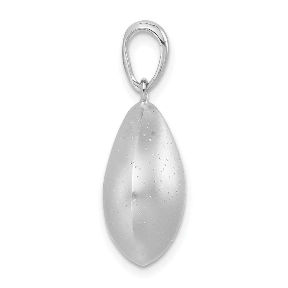 Sterling Silver Sparkle-cut Satin Wide Teardrop Pendant