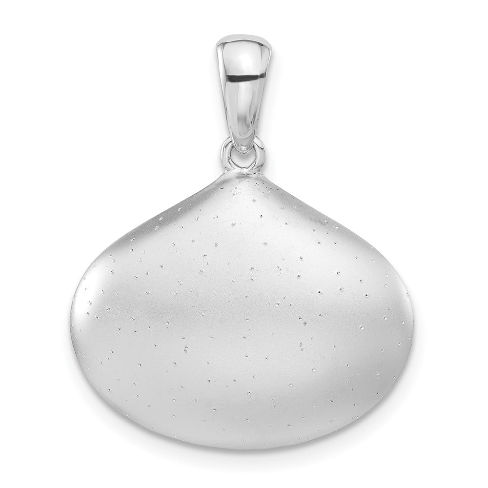 Sterling Silver Sparkle-cut Satin Wide Teardrop Pendant