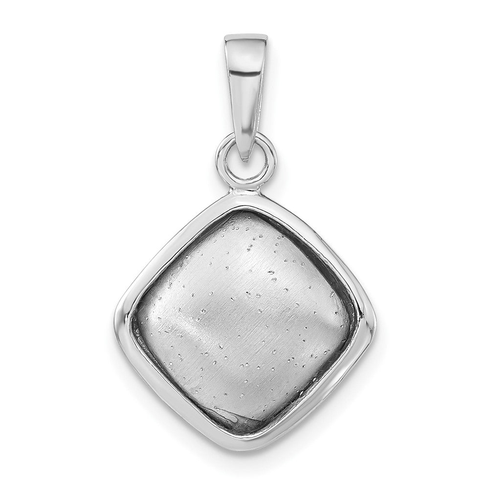 Sterling Silver Polished & Textured Diamond-shape Pendant