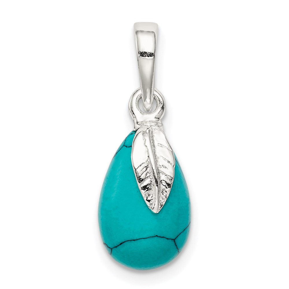 Sterling Silver Polished Lab Created Turquoise Pendant