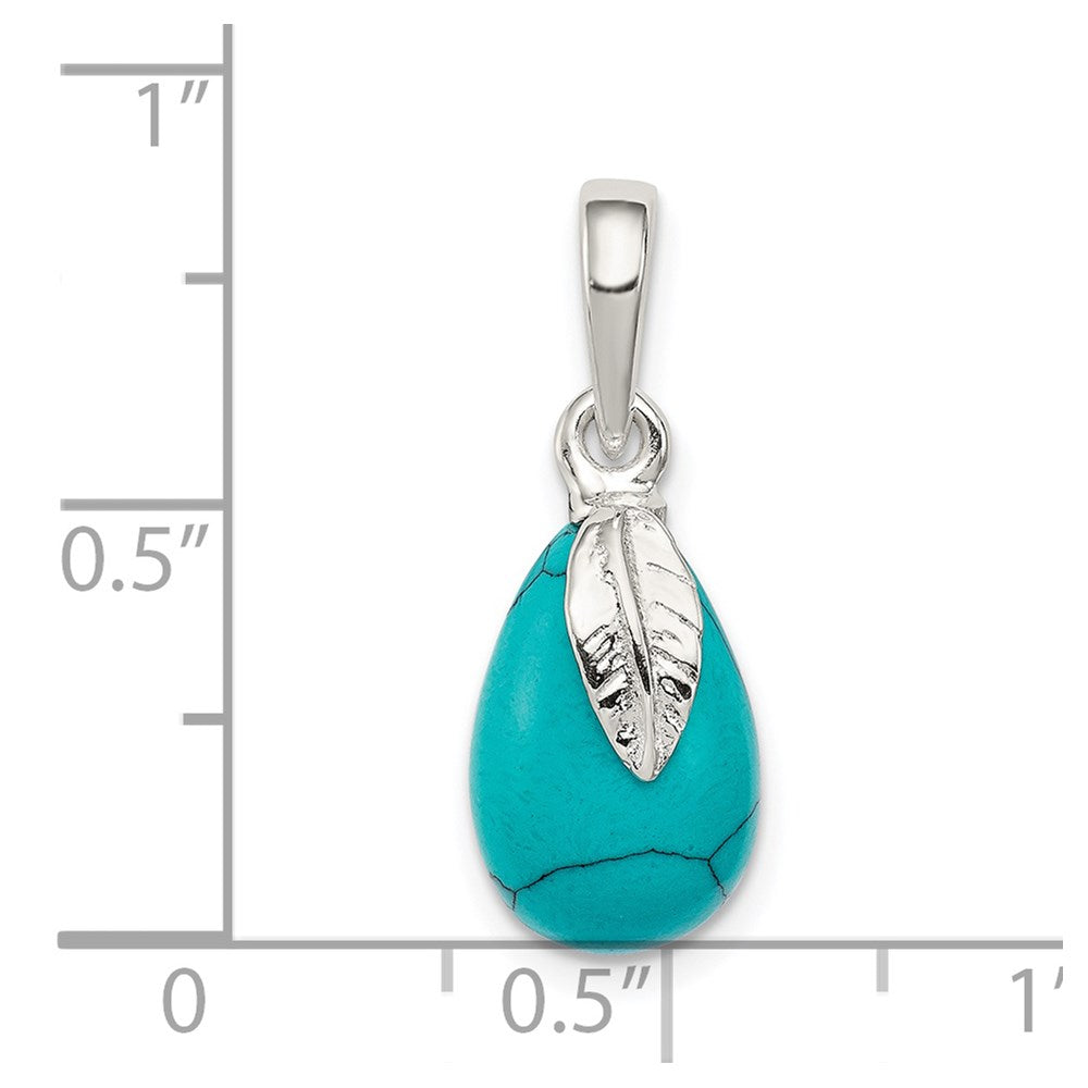 Sterling Silver Polished Lab Created Turquoise Pendant