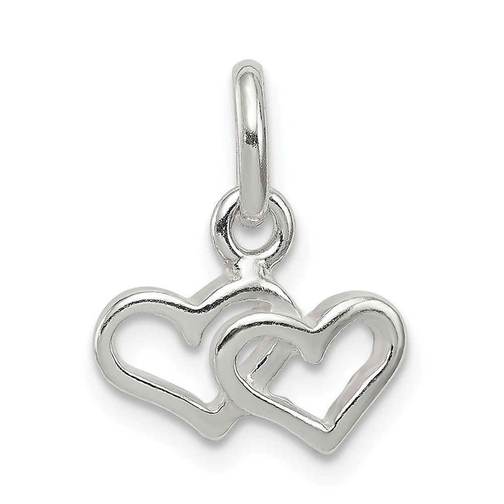 Sterling Silver Polished Double Heart Charm