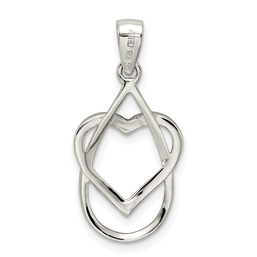 Sterling Silver Rhodium-plated Polished CZ Heart Pendant