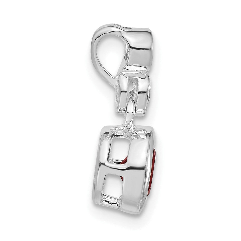 Sterling Silver Polished Red & Clear CZ Circles Chain Slide Pendant