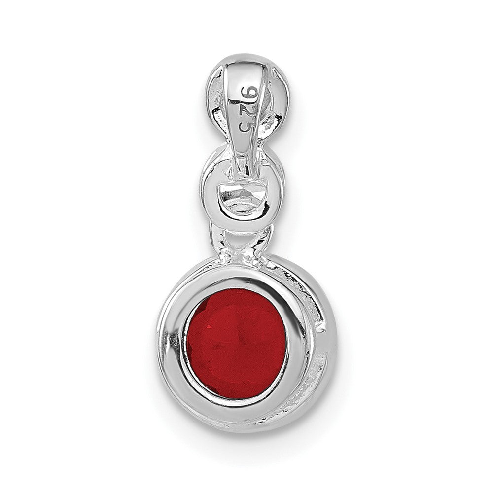 Sterling Silver Polished Red & Clear CZ Circles Chain Slide Pendant