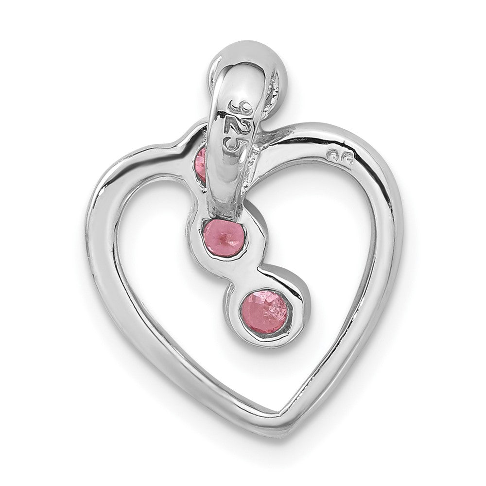 Sterling Silver Polished Pink CZ Heart Chain Slide Pendant