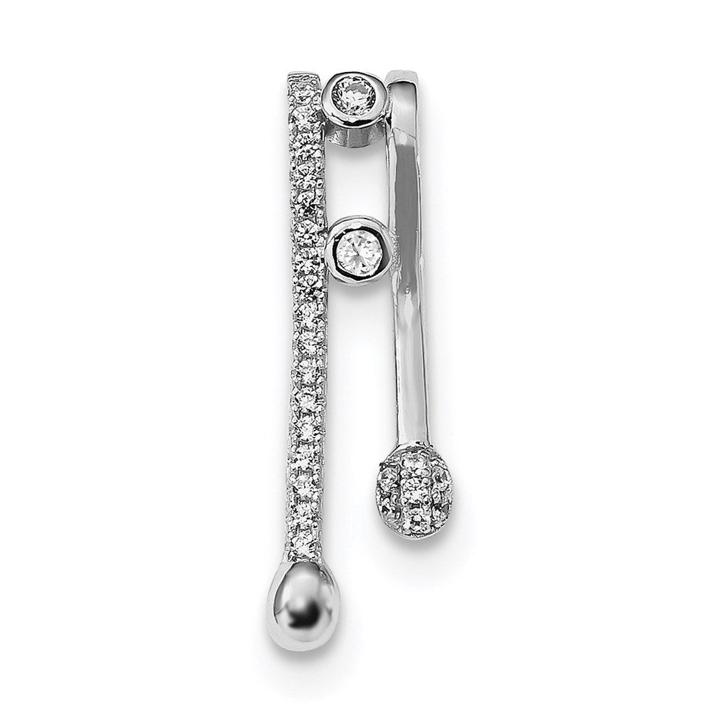 Sterling Silver Rhodium-plated CZ Chain Slide Pendant