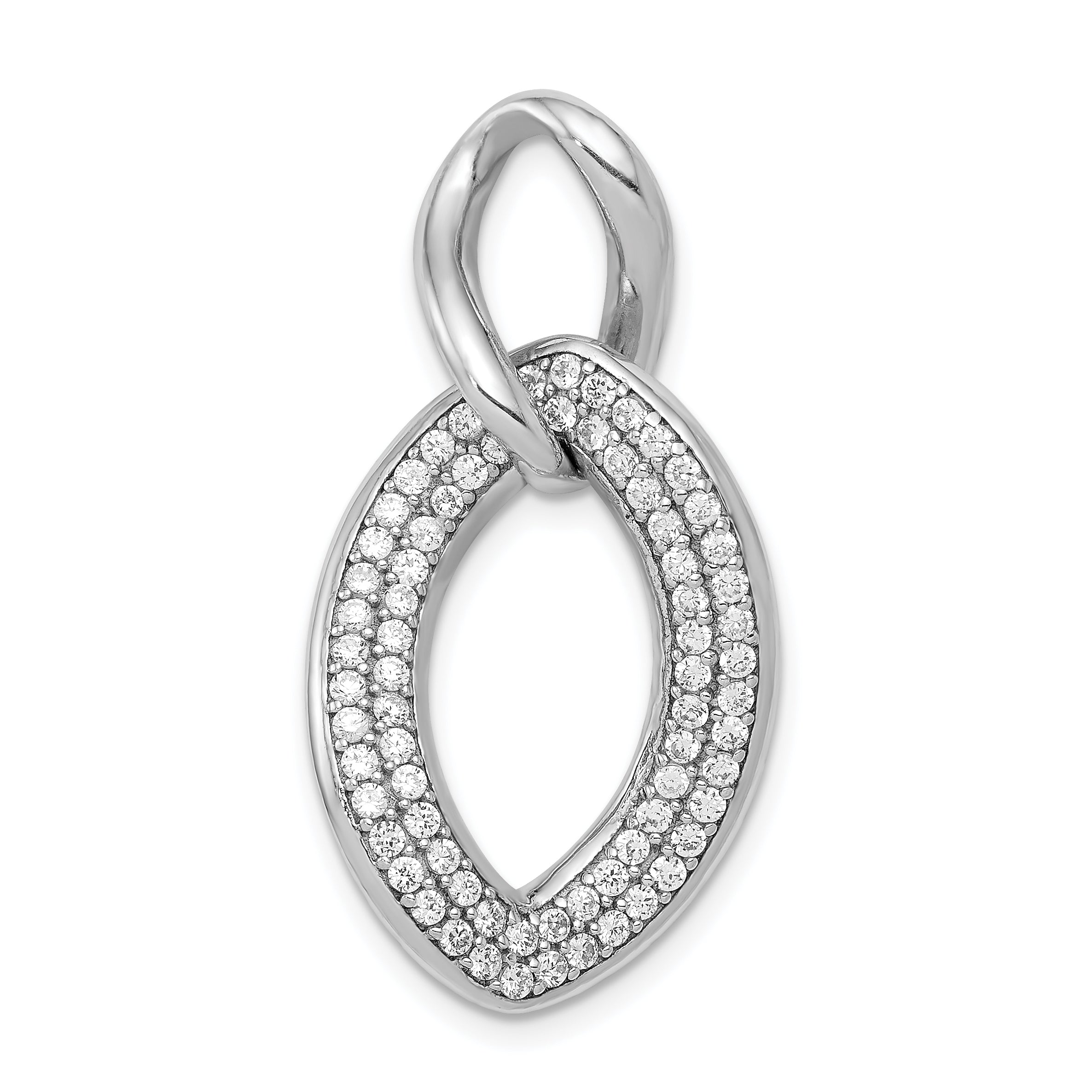 Sterling Silver Rhodium-plated Polished with CZ Pendant QP4964