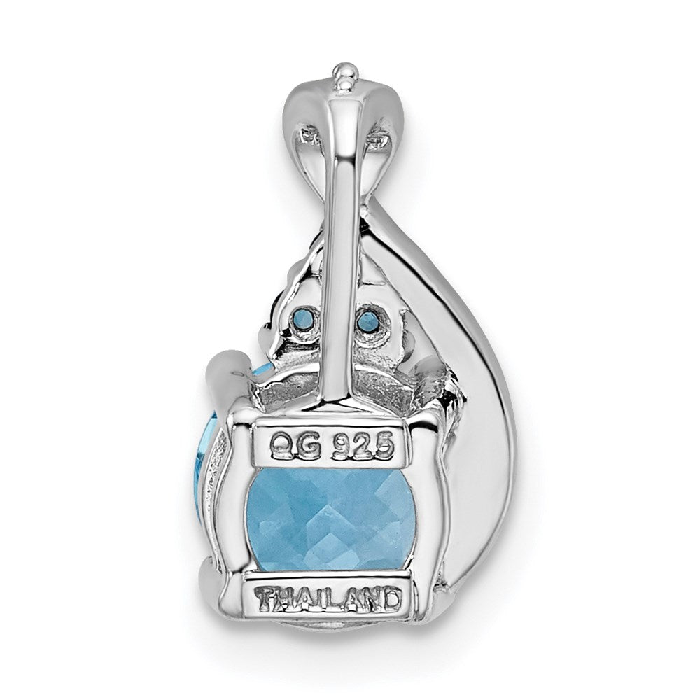 Sterling Silver Rhodium-plate Dia. Swiss & London Blue Topaz Pendant