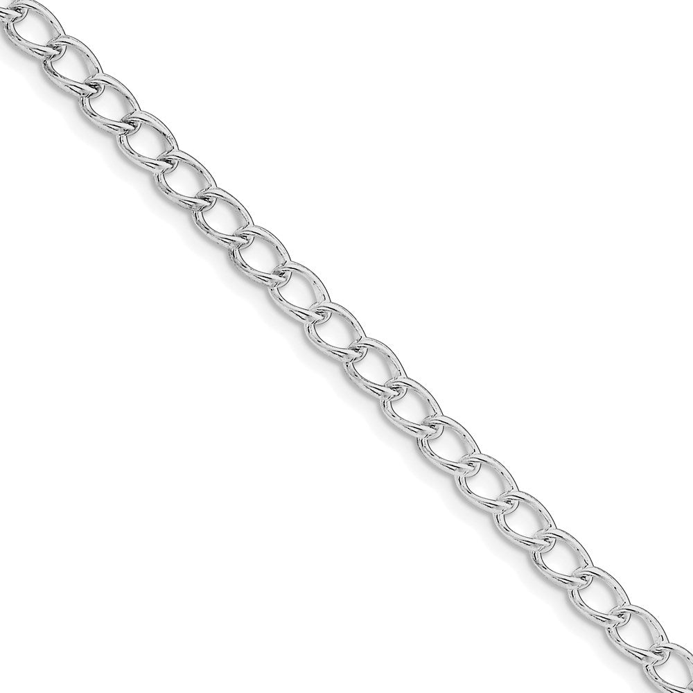 Amore La Vita Sterling Silver Rhodium-plated Polished 4.5mm 7 inch Half Round Wire Curb Chain with Fancy Lobster Clasp Cha...