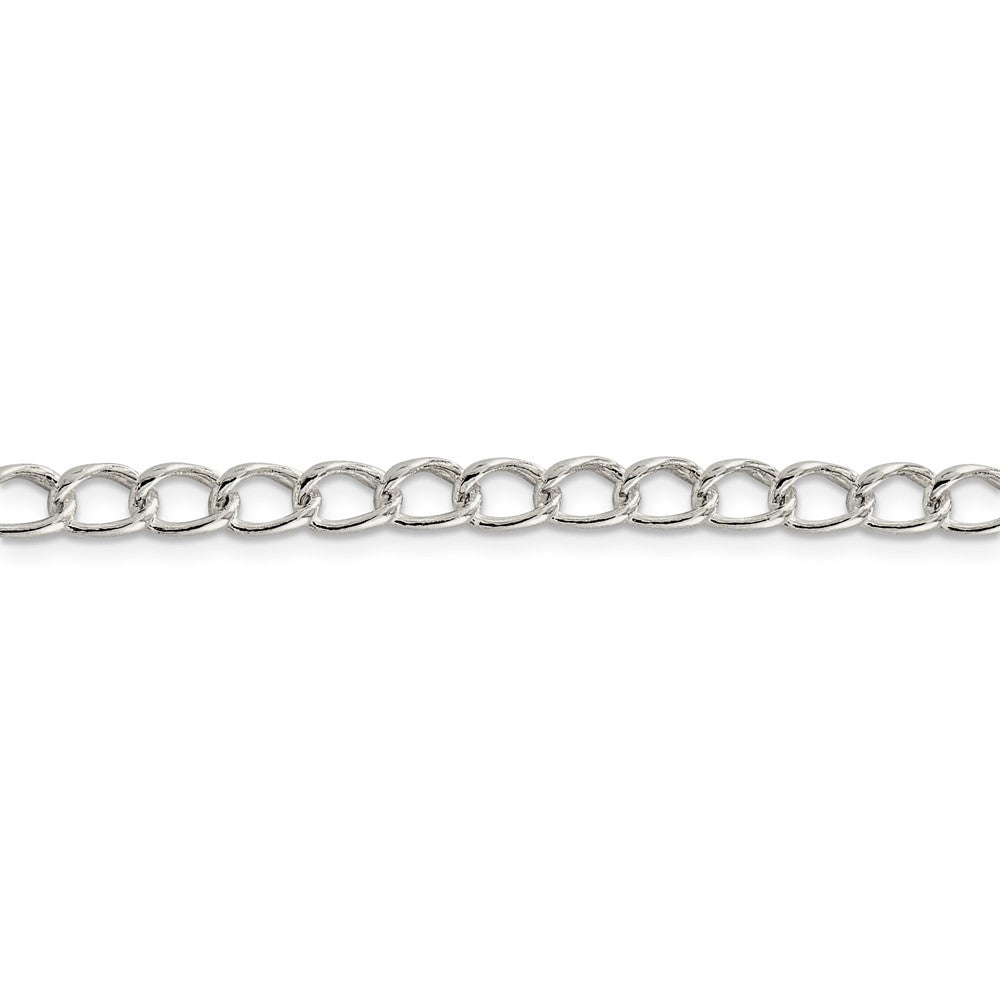 Amore La Vita Sterling Silver Rhodium-plated Polished 5.3mm 7 inch Half Round Wire Curb Chain with Fancy Lobster Clasp Cha...