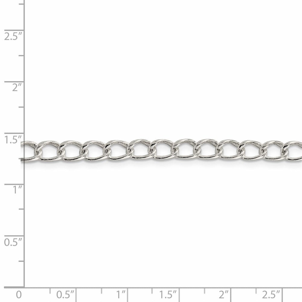 Amore La Vita Sterling Silver Rhodium-plated Polished 5.3mm 7 inch Half Round Wire Curb Chain with Fancy Lobster Clasp Cha...