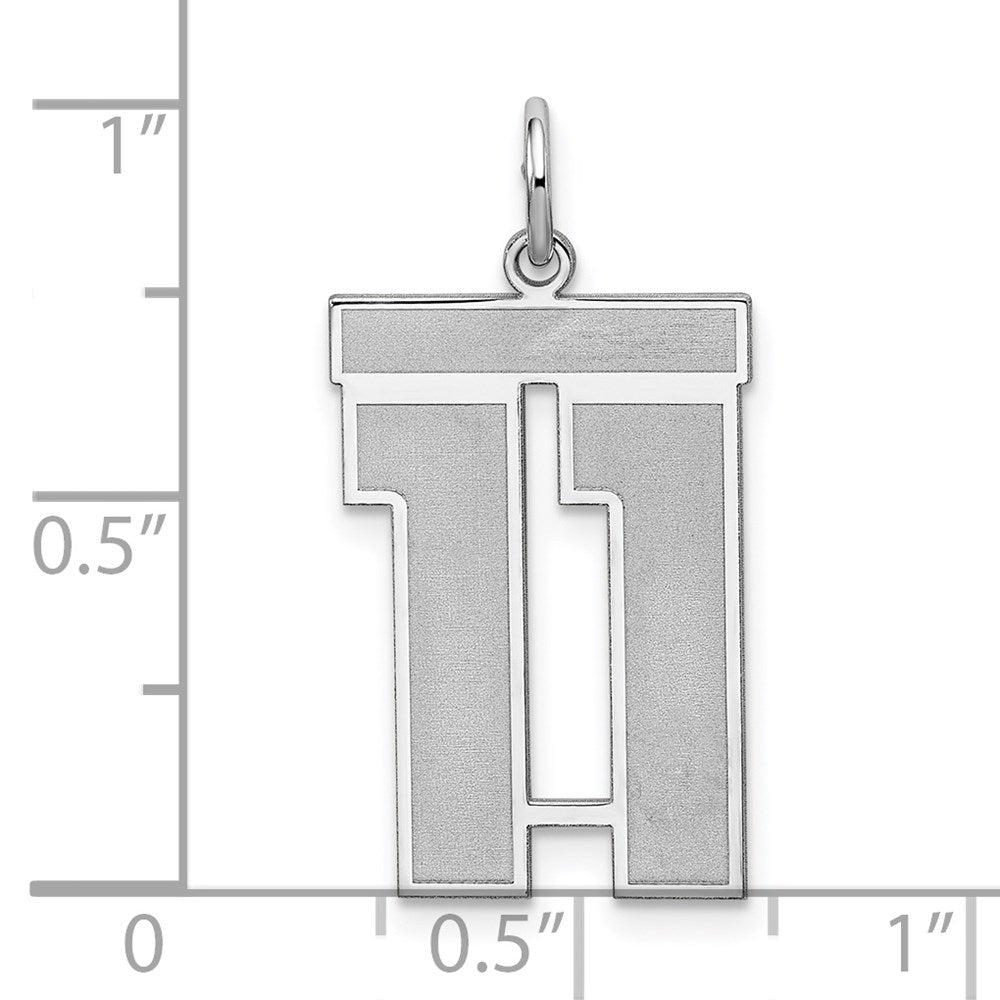 Sterling Silver/Rhodium-plated Satin Number 11 Charm