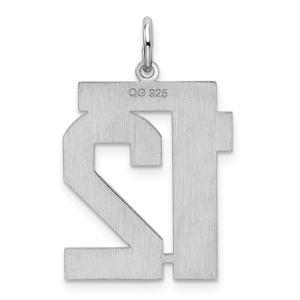 Sterling Silver/Rhodium-plated Satin Number 12 Charm