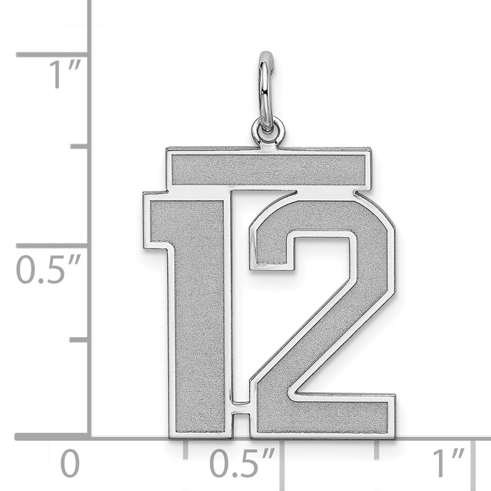 Sterling Silver/Rhodium-plated Satin Number 12 Charm