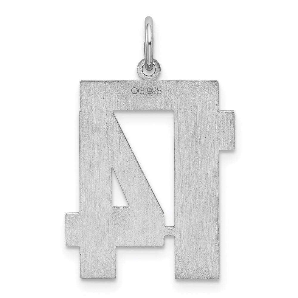 Sterling Silver/Rhodium-plated Satin Number 14 Charm