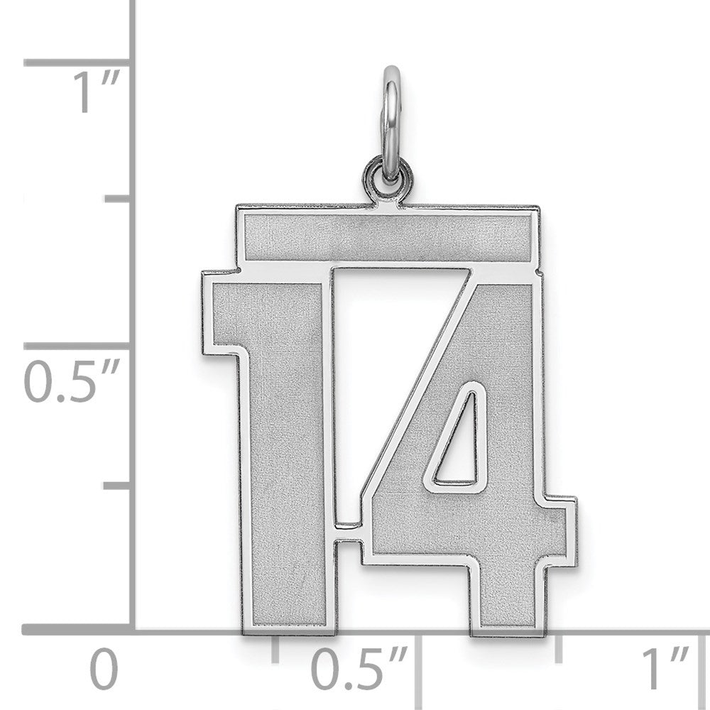 Sterling Silver/Rhodium-plated Satin Number 14 Charm