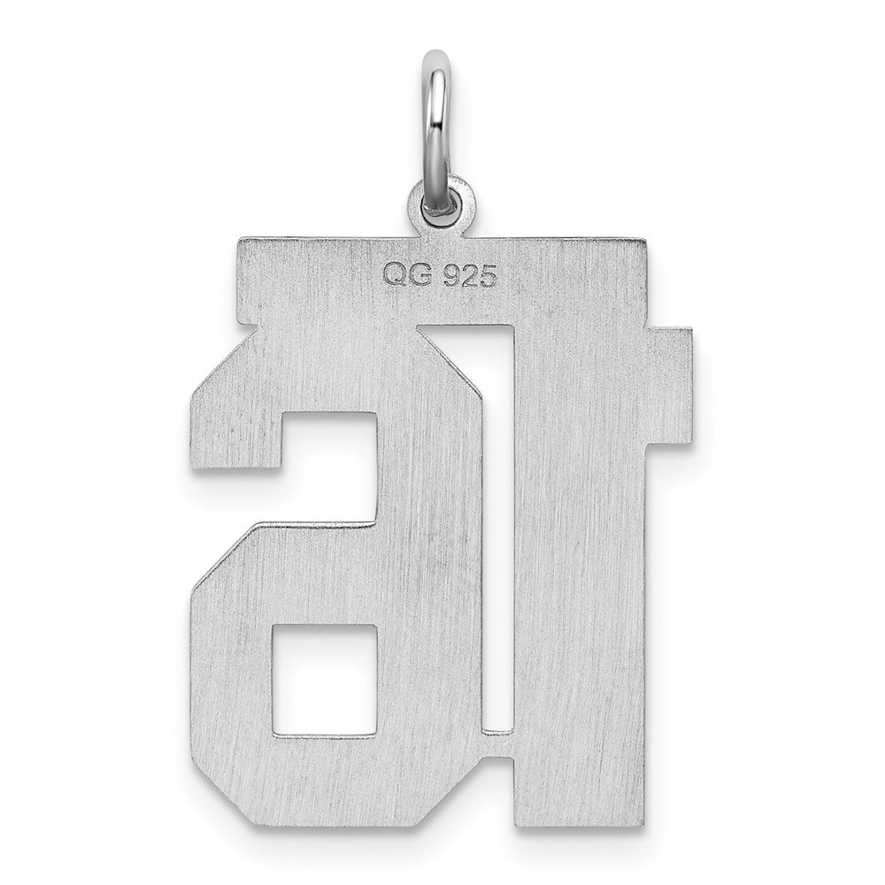 Sterling Silver/Rhodium-plated Satin Number 16 Charm