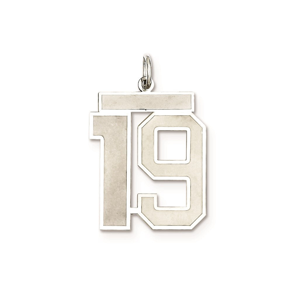 Sterling Silver/Rhodium-plated Satin Number 19 Charm