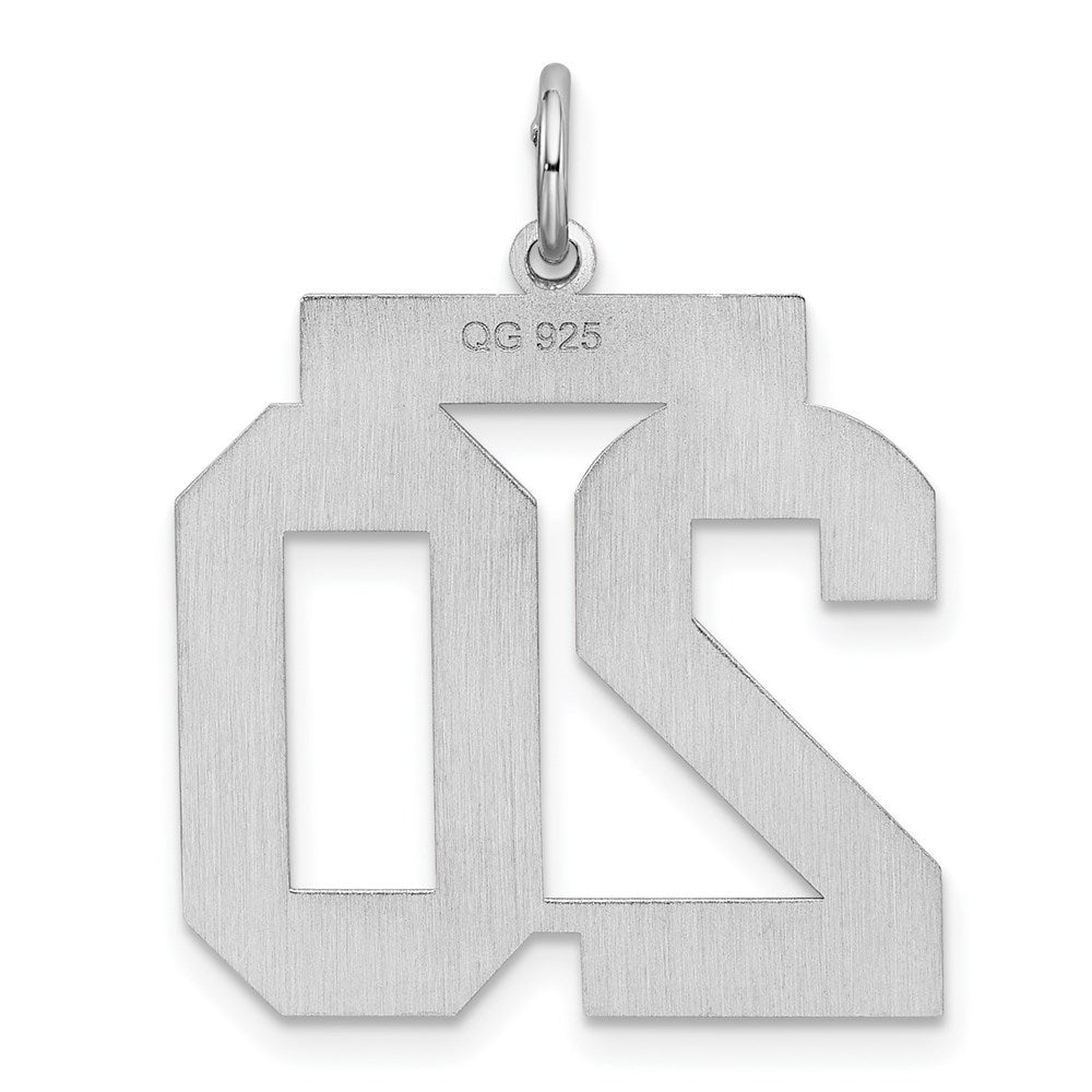 Sterling Silver/Rhodium-plated Satin Number 20 Charm