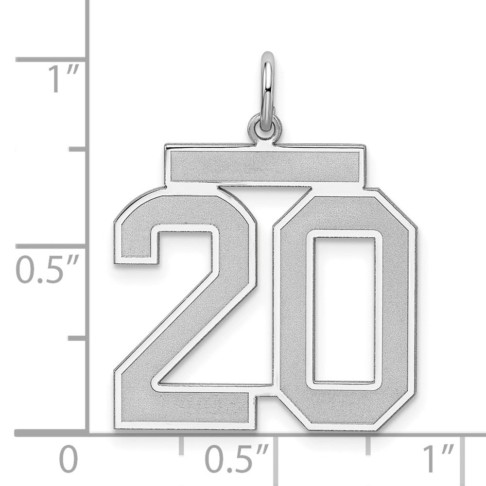 Sterling Silver/Rhodium-plated Satin Number 20 Charm