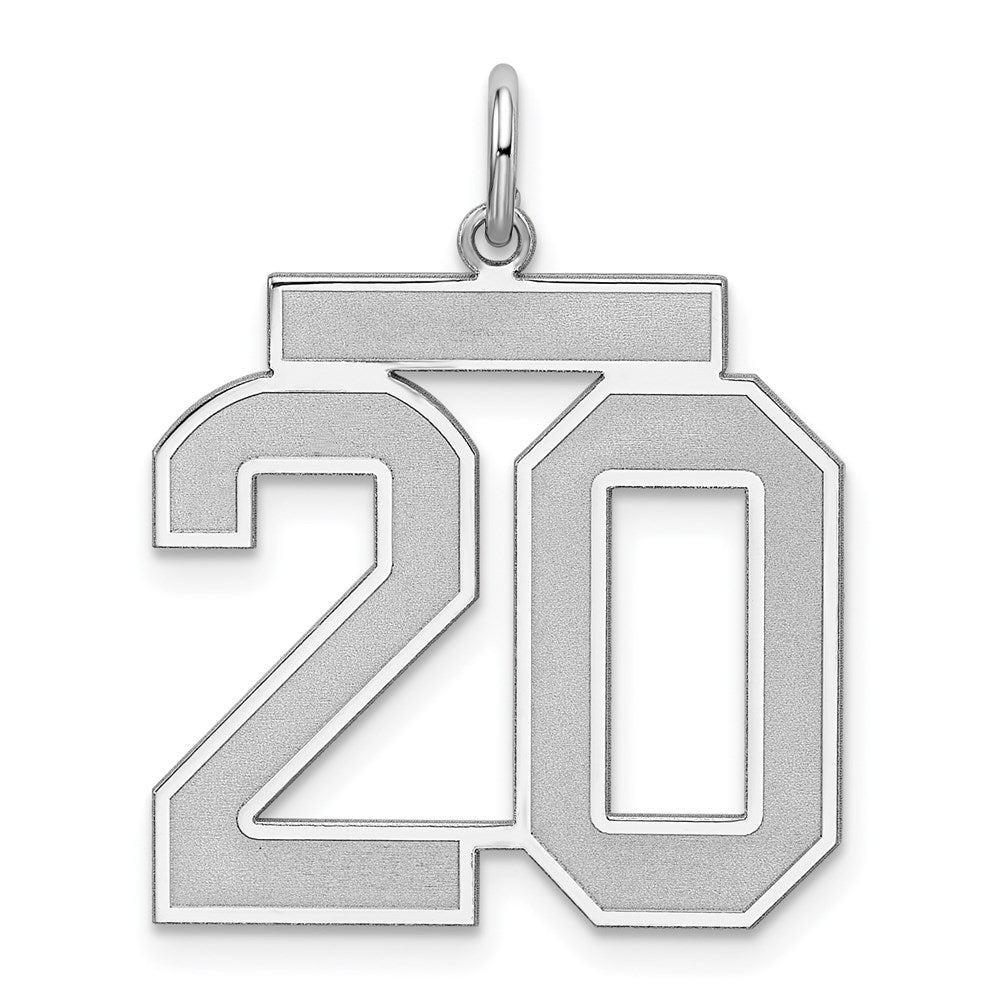 Sterling Silver/Rhodium-plated Satin Number 20 Charm