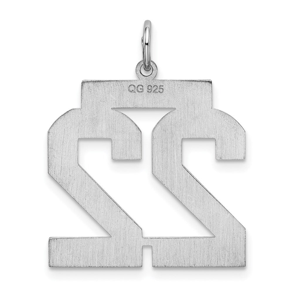 Sterling Silver/Rhodium-plated Satin Number 22 Charm