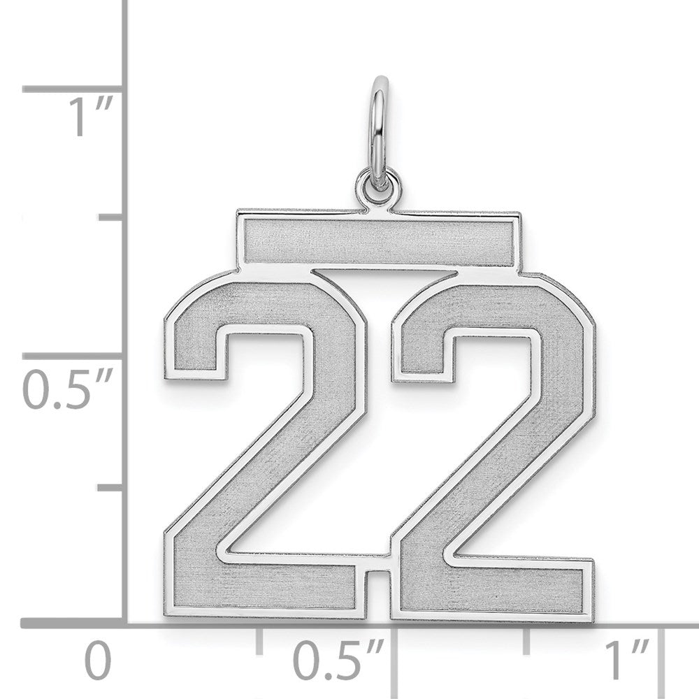 Sterling Silver/Rhodium-plated Satin Number 22 Charm