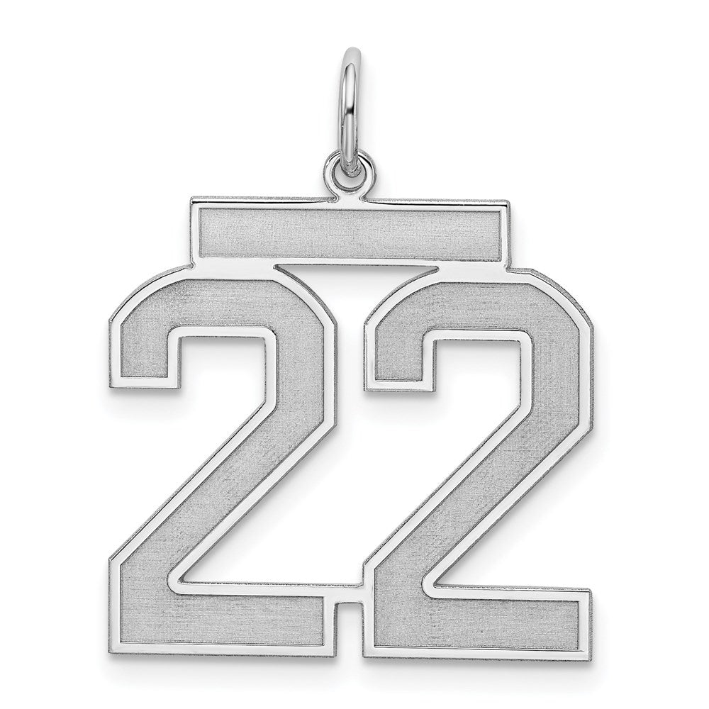 Sterling Silver/Rhodium-plated Satin Number 22 Charm