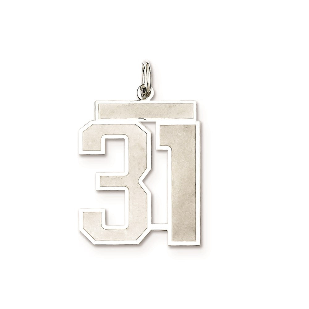 Sterling Silver/Rhodium-plated Satin Number 31 Charm