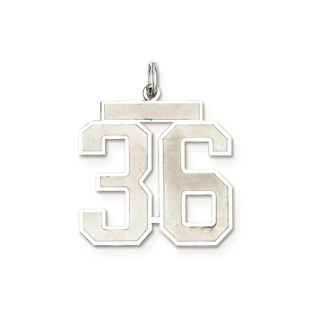 Sterling Silver/Rhodium-plated Satin Number 36 Charm