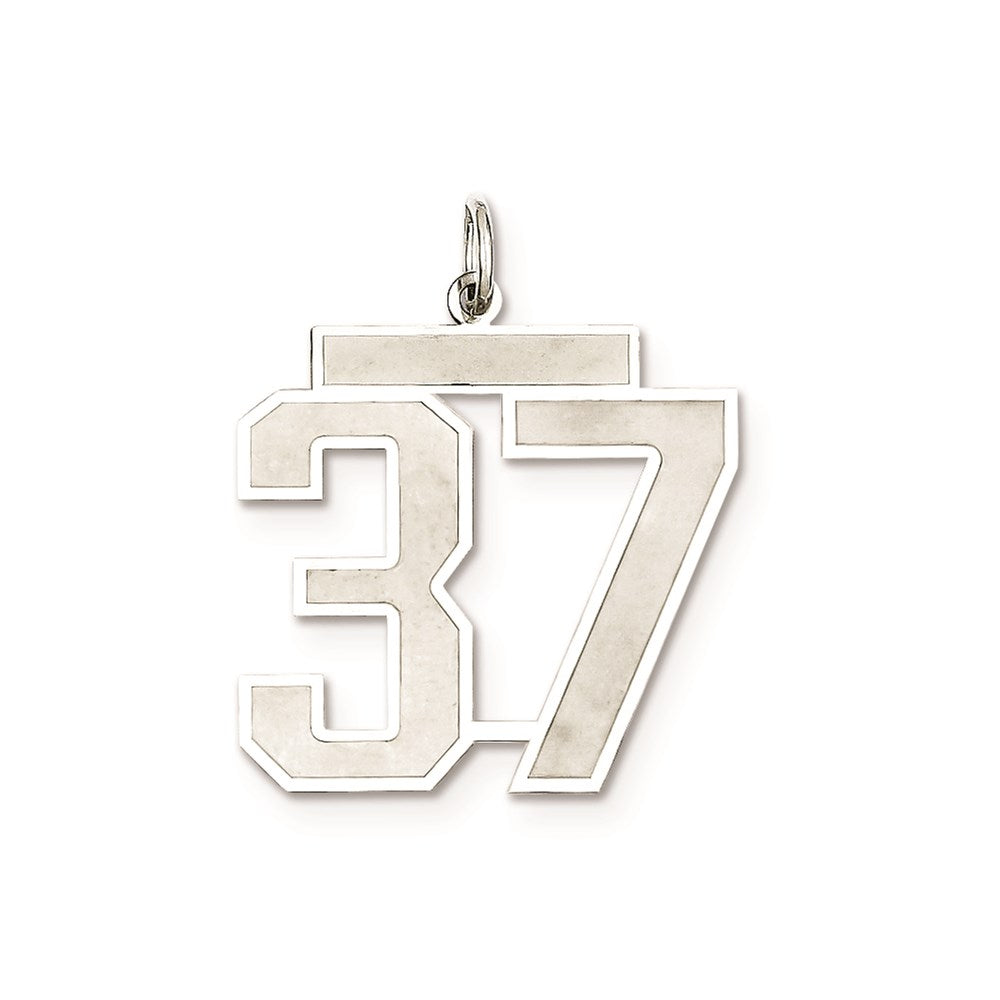 Sterling Silver/Rhodium-plated Satin Number 37 Charm