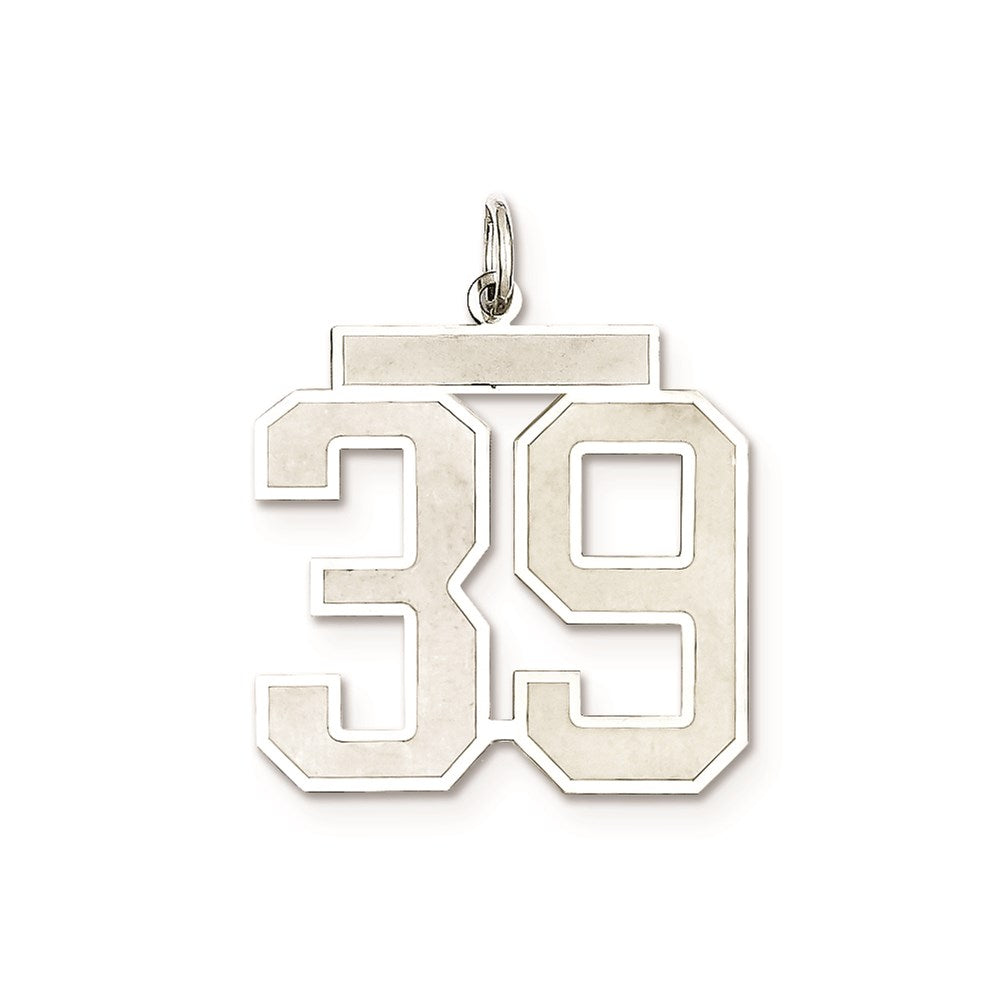 Sterling Silver/Rhodium-plated Satin Number 39 Charm