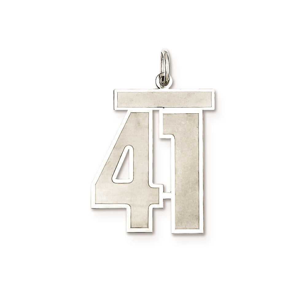 Sterling Silver/Rhodium-plated Satin Number 41 Charm