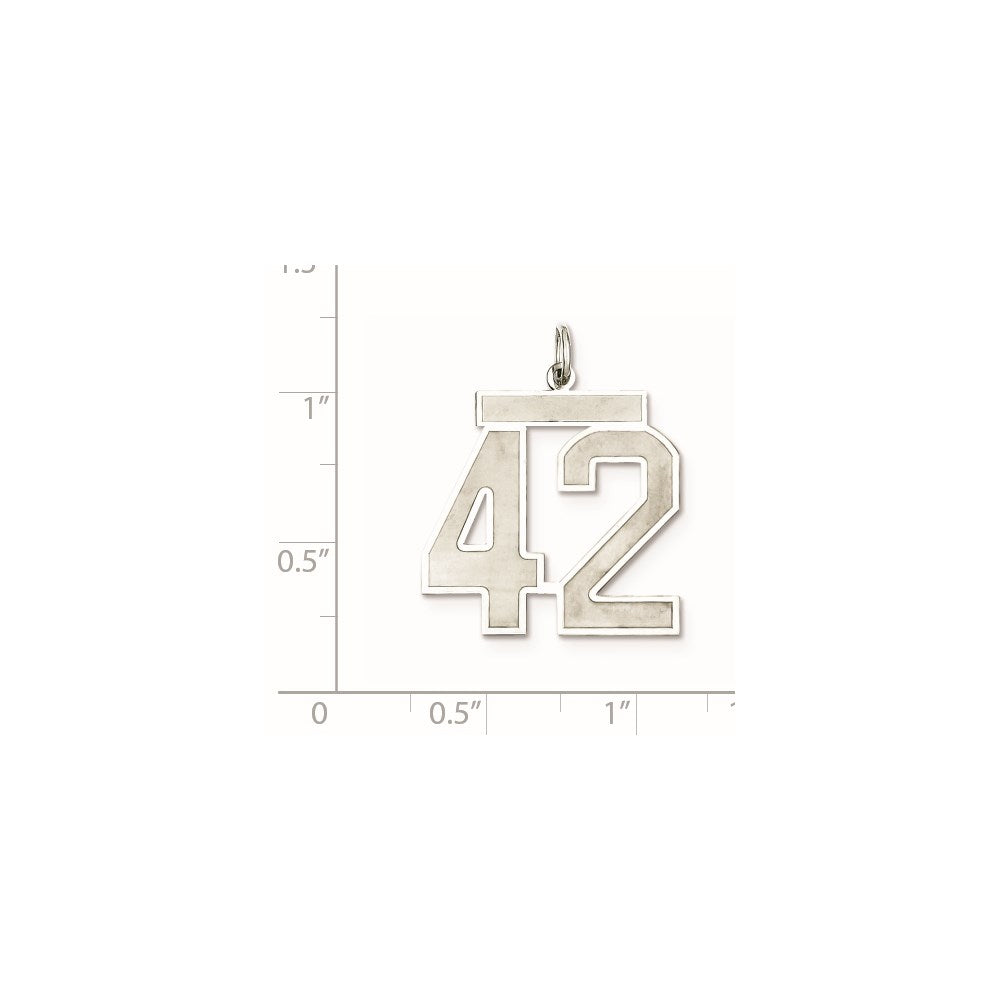 Sterling Silver/Rhodium-plated Satin Number 42 Charm