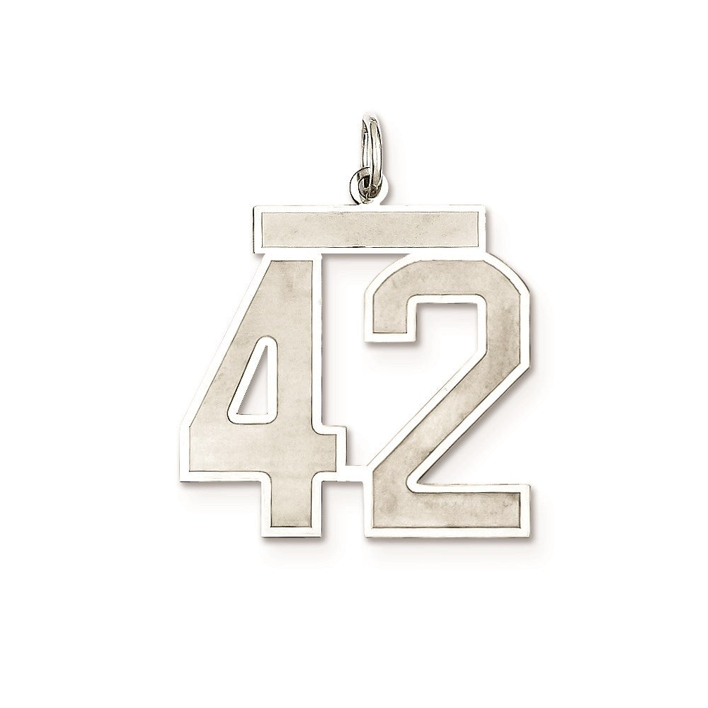 Sterling Silver/Rhodium-plated Satin Number 42 Charm