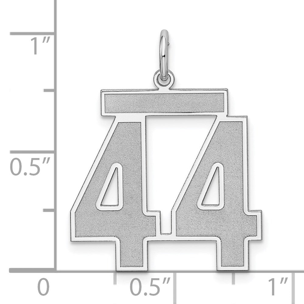 Sterling Silver/Rhodium-plated Satin Number 44 Charm